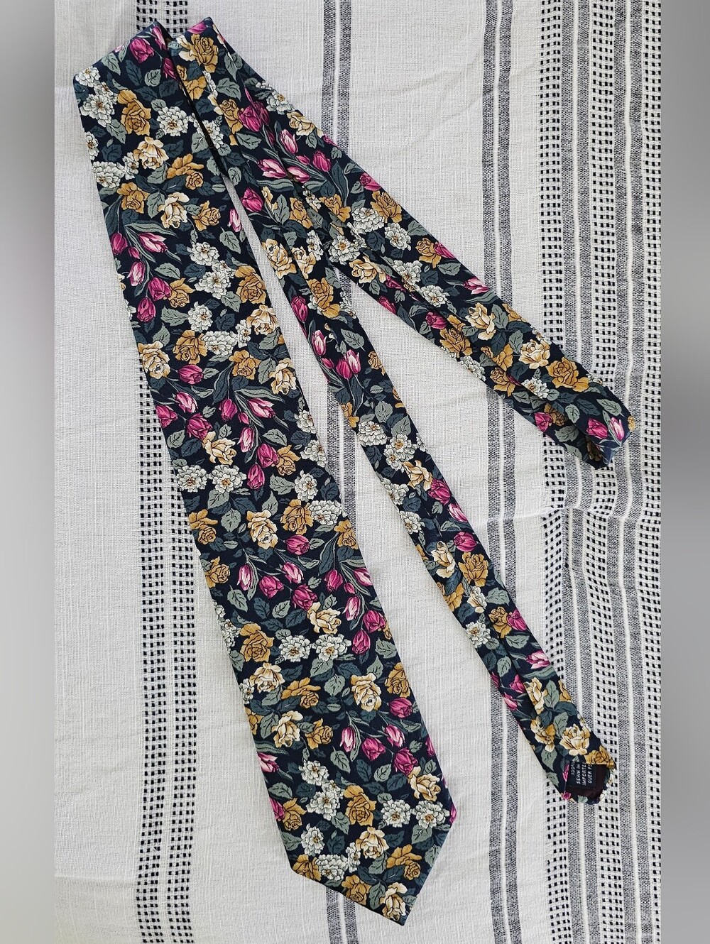 Lands End Floral Silk Tie Vintage
